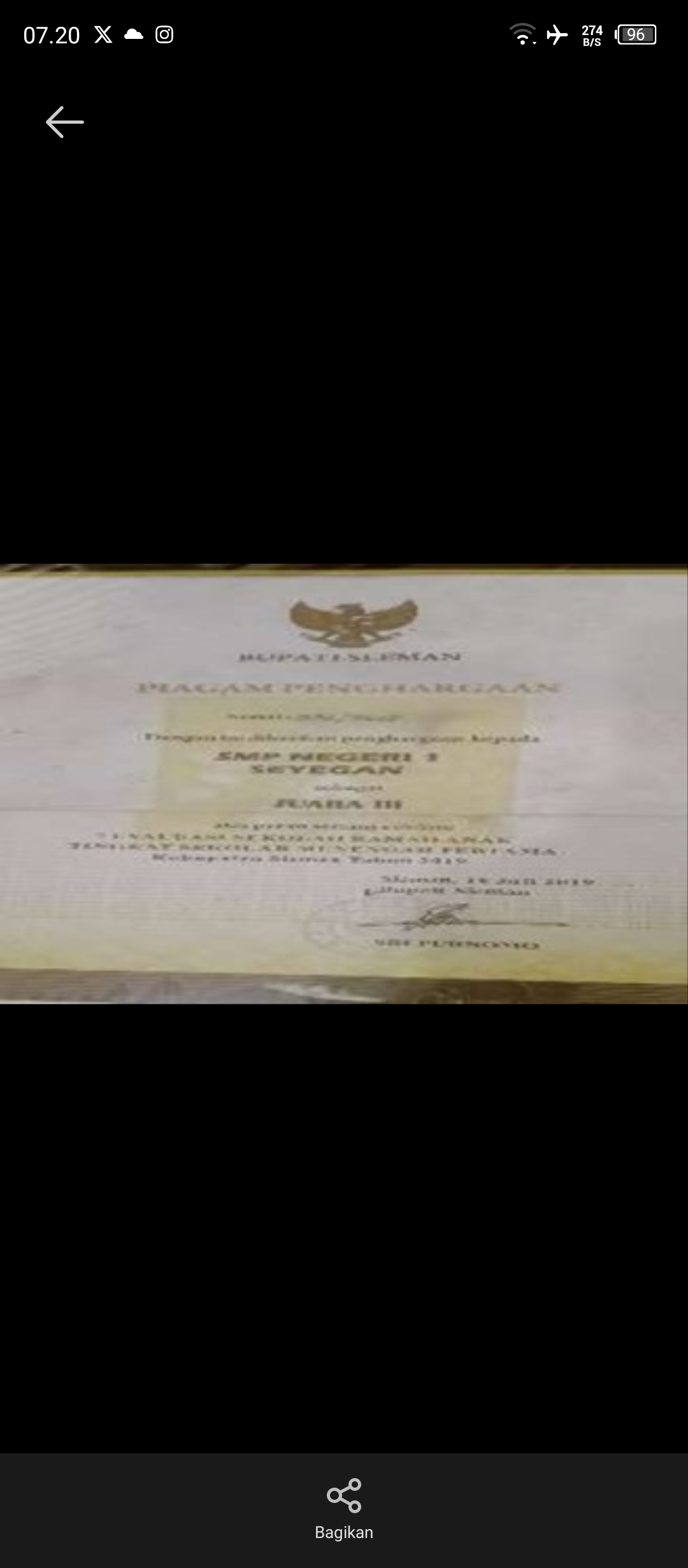 PIAGAM PENGHARGAAN SRA TINGKAT KABUPATEN
